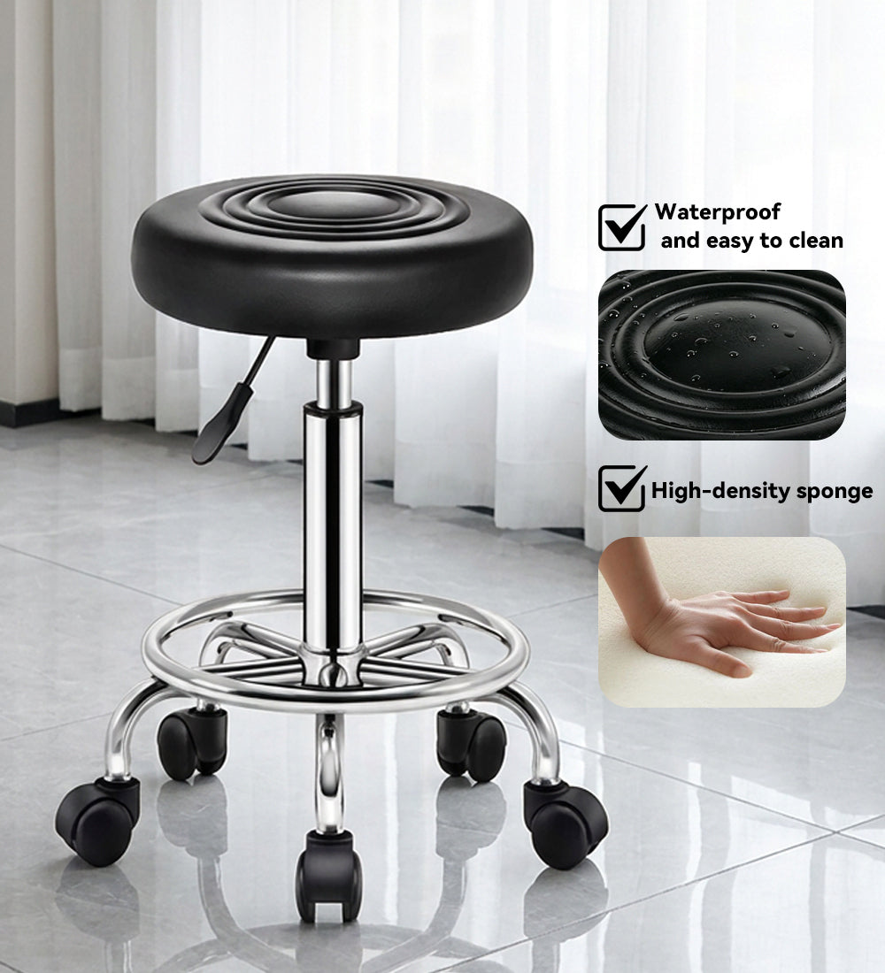 Adjustable Tattoo Stool with Wheels, Hydraulic Rolling Salon Chair, 360° Swivel Height Adjustable Stool for Tattoo Studio, Beauty Salon, Spa & Medical Use