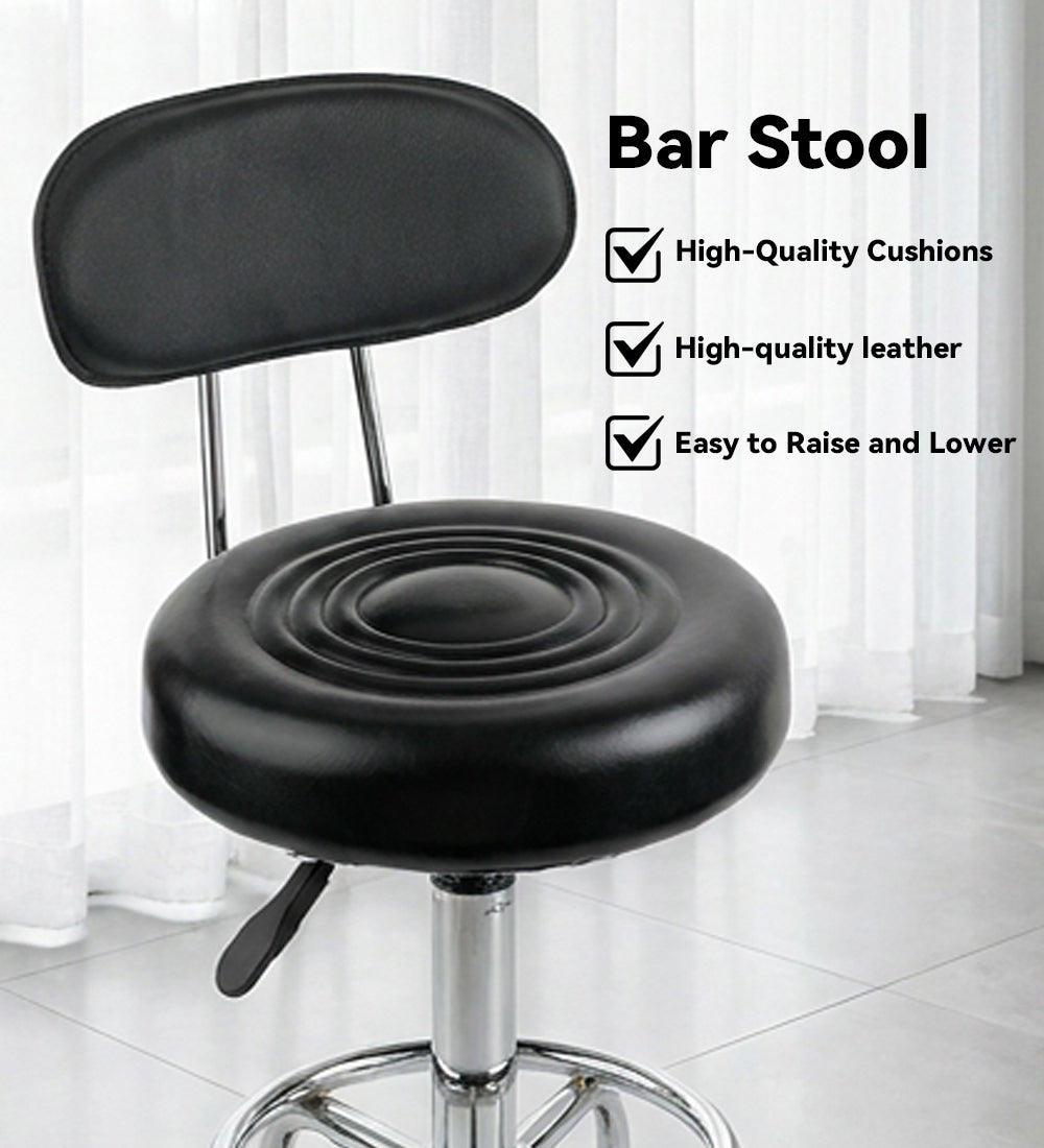 Adjustable Tattoo Artist Stool with Backrest, Hydraulic Rolling Salon Chair, 360° Swivel PU Leather Stool with Wheels for Tattoo Studio, Beauty Salon & Spa