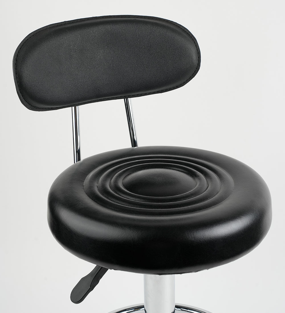 Adjustable Tattoo Artist Stool with Backrest, Hydraulic Rolling Salon Chair, 360° Swivel PU Leather Stool with Wheels for Tattoo Studio, Beauty Salon & Spa