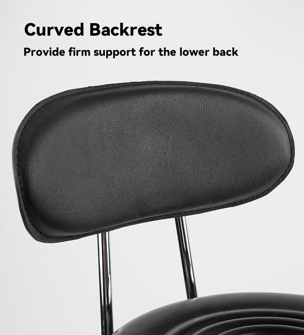 Adjustable Tattoo Artist Stool with Backrest, Hydraulic Rolling Salon Chair, 360° Swivel PU Leather Stool with Wheels for Tattoo Studio, Beauty Salon & Spa