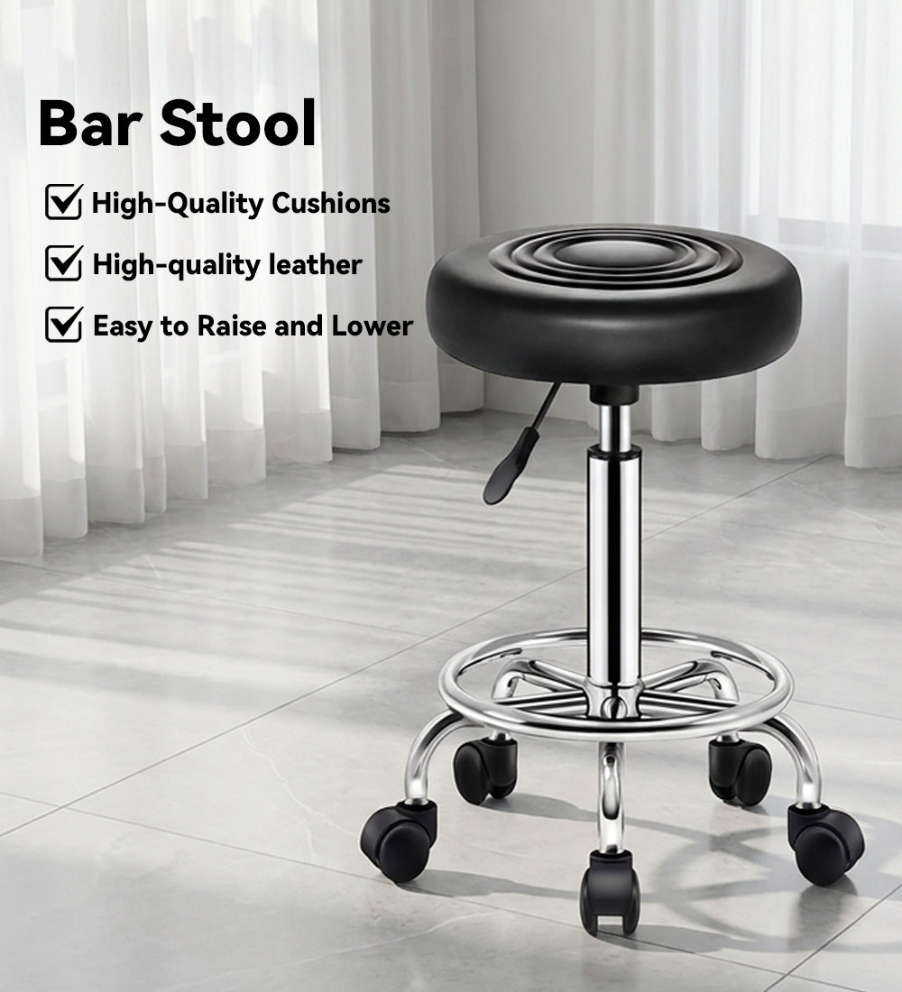 Adjustable Tattoo Stool with Wheels, Hydraulic Rolling Salon Chair, 360° Swivel Height Adjustable Stool for Tattoo Studio, Beauty Salon, Spa & Medical Use
