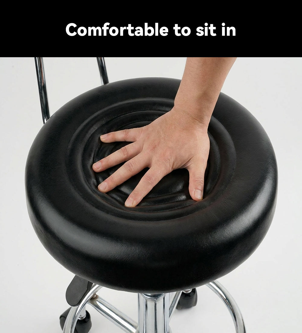Adjustable Tattoo Artist Stool with Backrest, Hydraulic Rolling Salon Chair, 360° Swivel PU Leather Stool with Wheels for Tattoo Studio, Beauty Salon & Spa