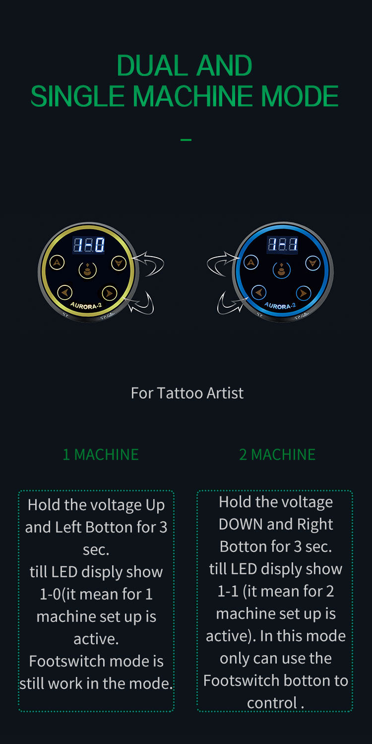 Napájecí zdroj attoo Power Aurora-2 s adaptérem pro spirálky a rotační tetovací strojky, zástrčka EU