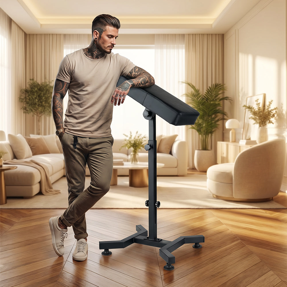 Tattoo Armrest Stand Adjustable Height and Angle, Professional Tattoo Arm Leg Rest with Thick PU Leather Cushion for Tattoo Artists, Studio & Salon