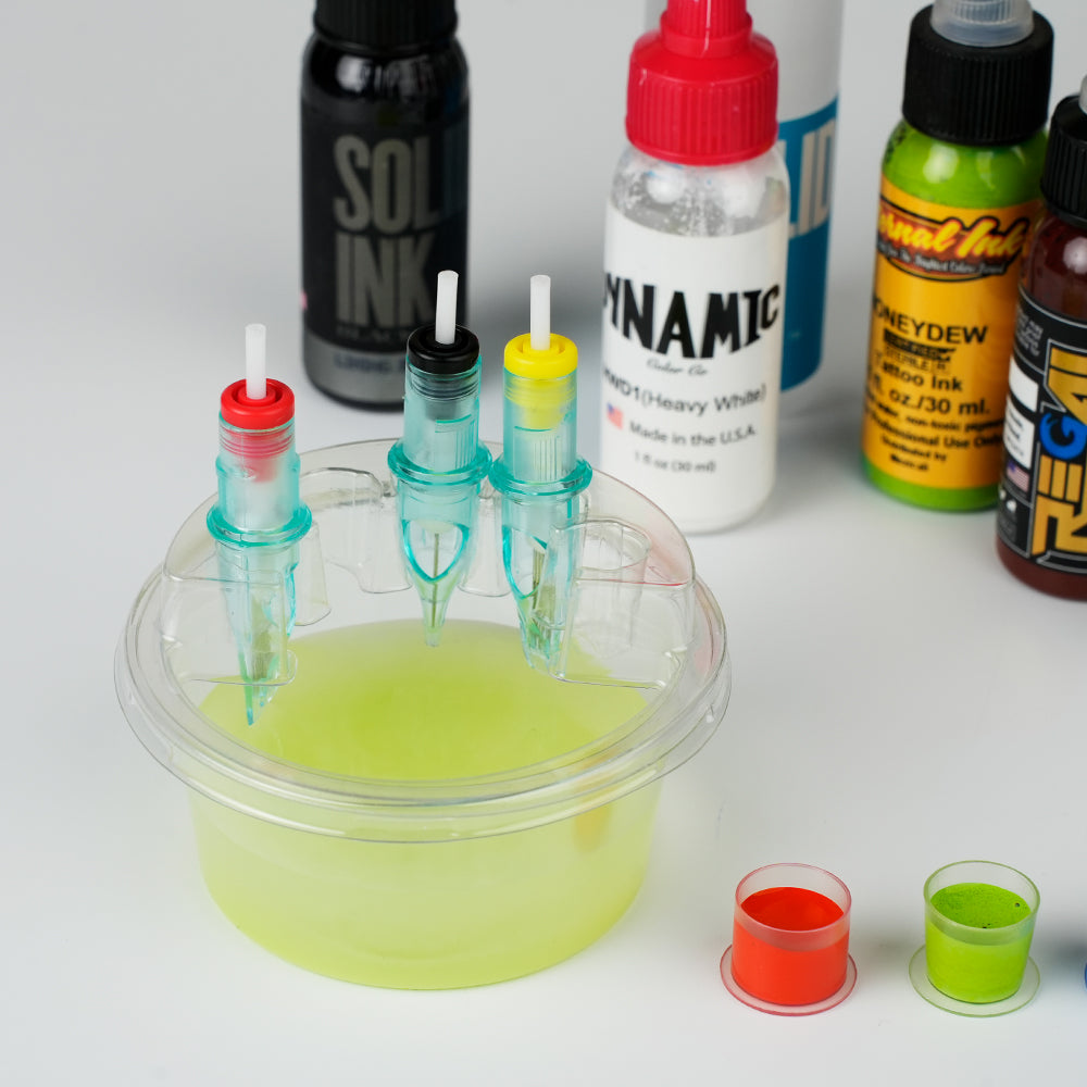 Round plastic needle washing cup