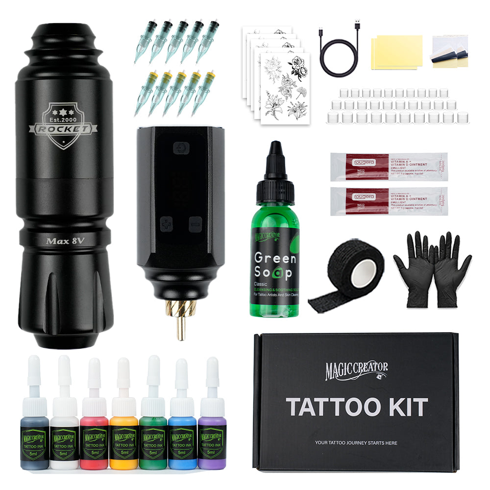 Tattoo Maschine Set Profi,Rotary Wireless Tattoo Pen Gun Kit,Tattoo Maschine Set